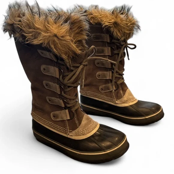 Sorrel Joan of Arc Artic Grey Suede Faux Fur Tim Waterproof Winter Boots Size 9 - Picture 13 of 14